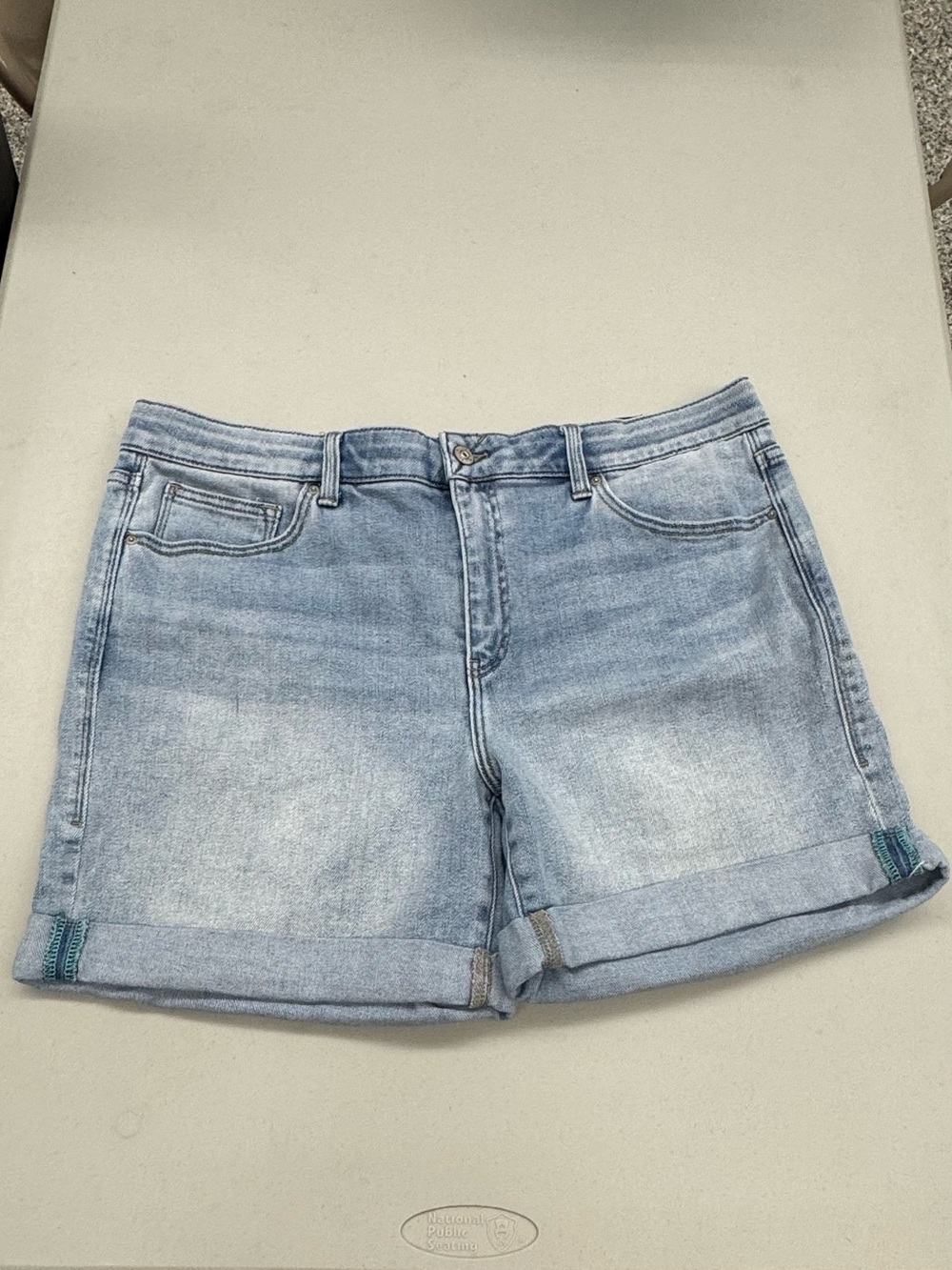 LuLaRoe Light Blue Rolled Cuff High Waist Shorts size 32/14